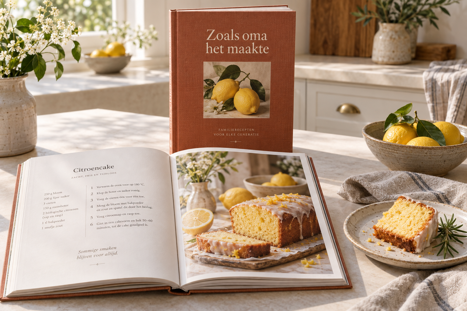 Een receptenboek met foto’s van gerechten